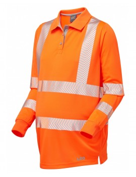 Leo PM08-O Yarnacott maternity sleeved polo shirt Orange High Visibility